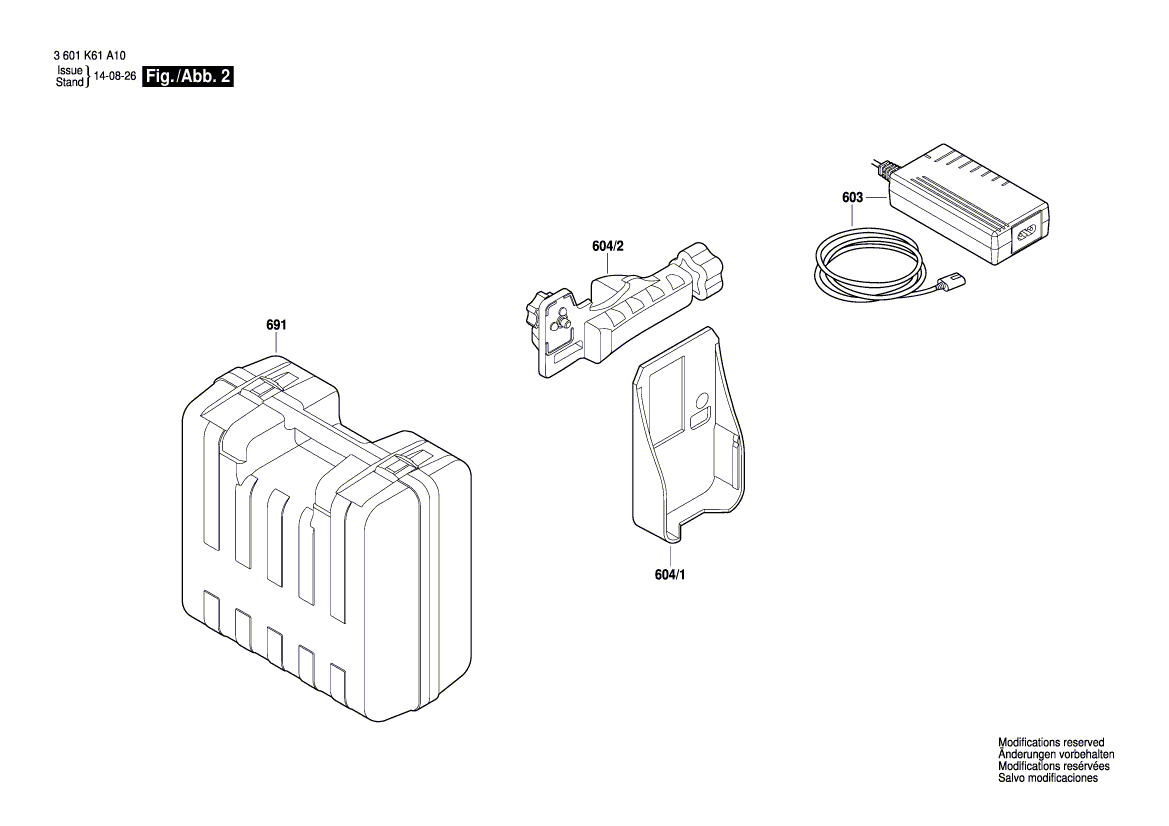 для строительного лазера Bosch GRL 500 H 3601K61A00, деталировка 2