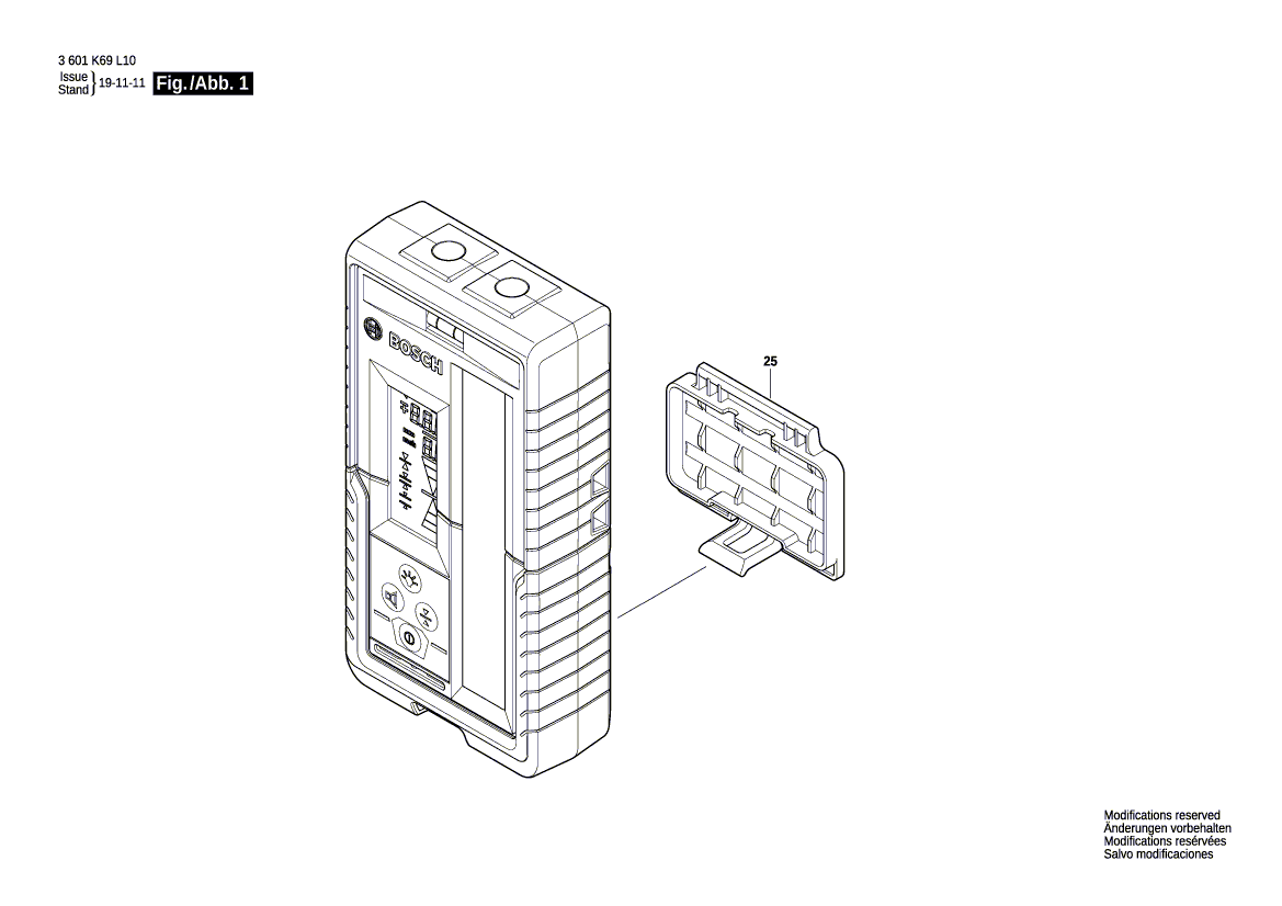 для строительного лазера Bosch LR 45 3601K69L00, деталировка 1