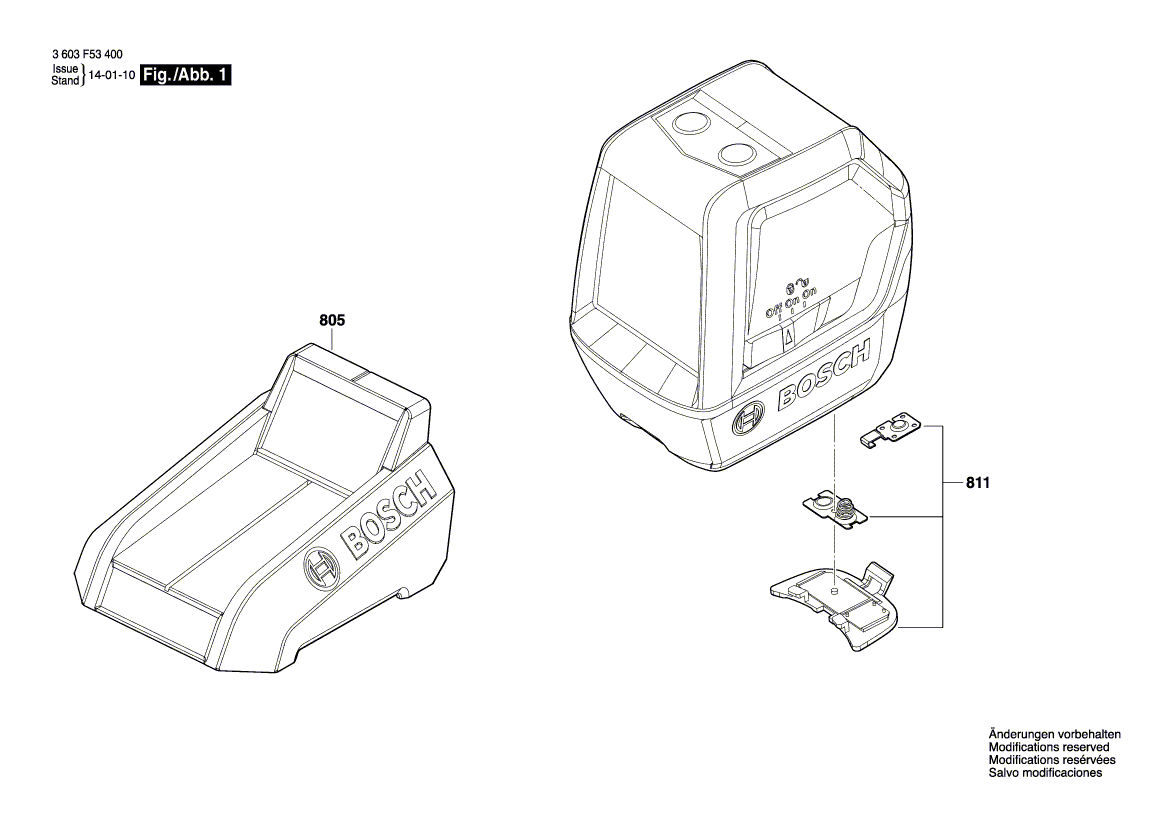 для строительного лазера Bosch PLL 2 3603F53400, деталировка 1