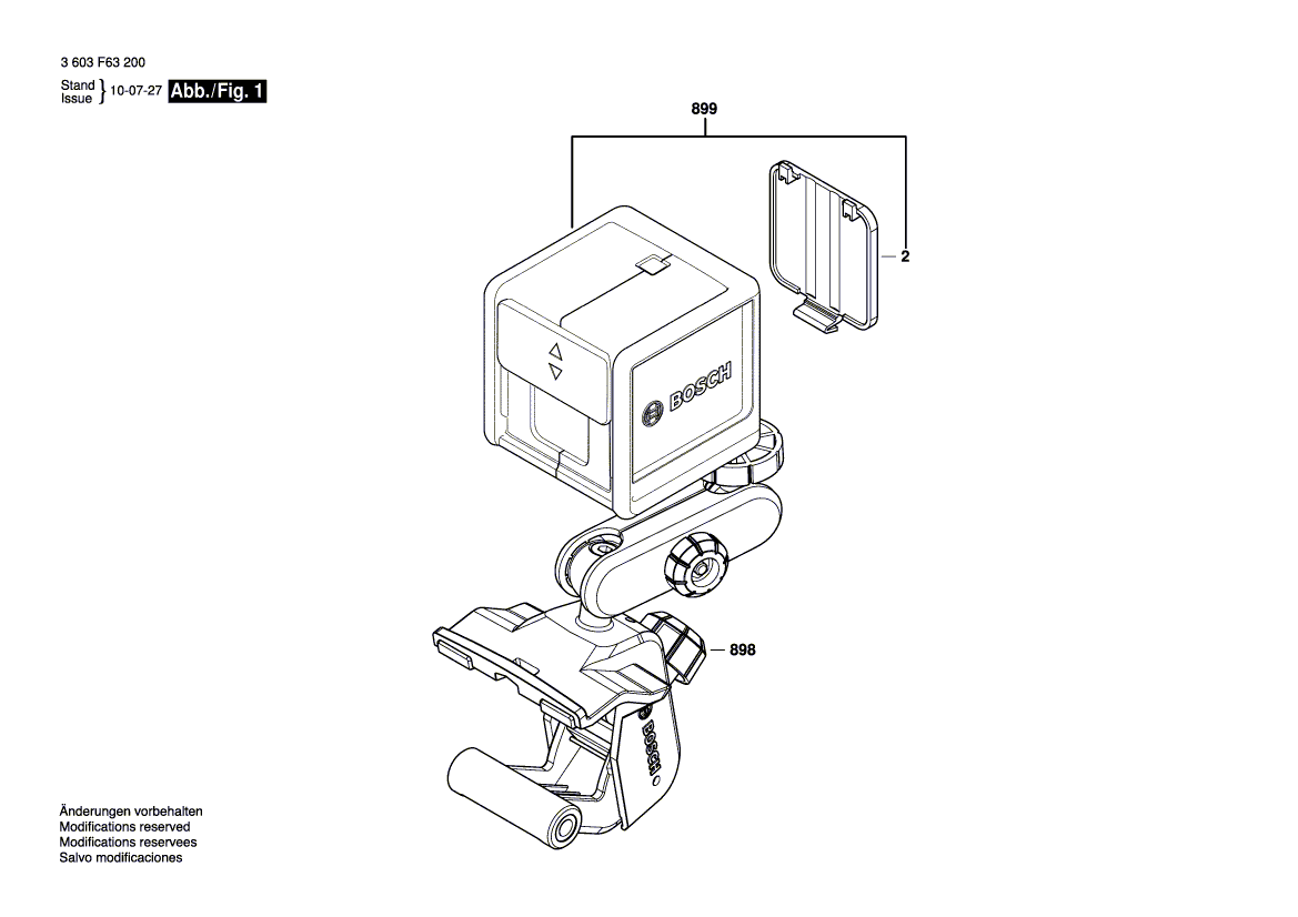 для строительного лазера Bosch Quigo 3603F63200, деталировка 1