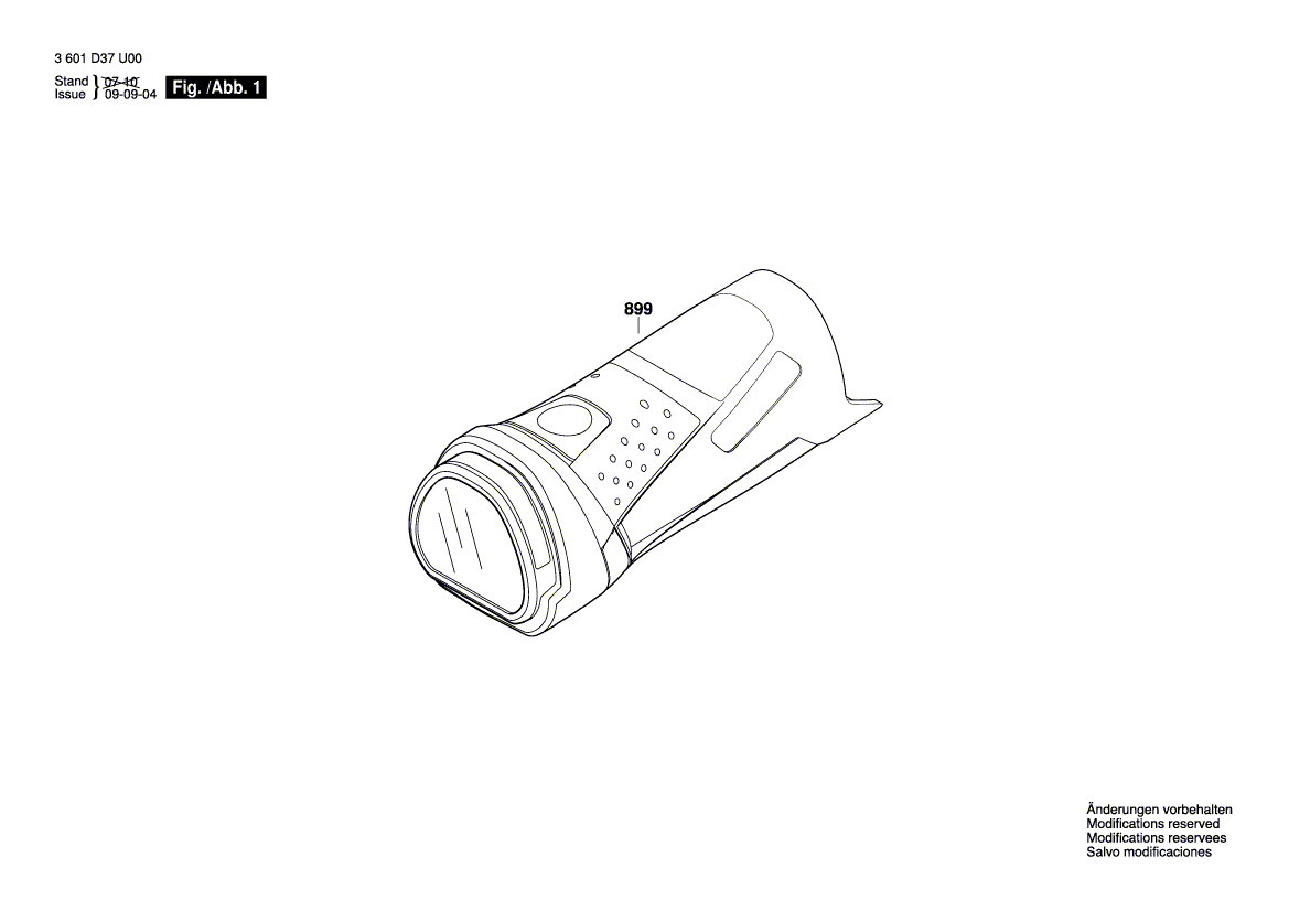 для аккумуляторного фонаря Bosch GLI 10,8 V-LI 10.8 V 3601D37900, деталировка 1