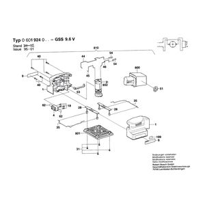 для вибрационной шлифовальной машины Bosch GSS 9,6 V 9.6 V 0601924003, деталировка 1