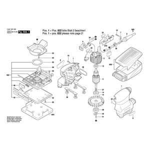 для вибрационной шлифовальной машины Bosch GSS 140 A 230 V 0601297003, деталировка 1