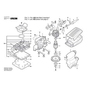 для вибрационной шлифовальной машины Bosch GSS 140 A 230 V 3601B97003, деталировка 1