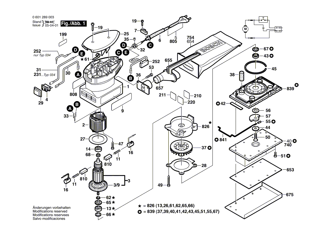 для вибрационной шлифовальной машины Bosch GSS 16 A 220 V 0601289003, деталировка 1