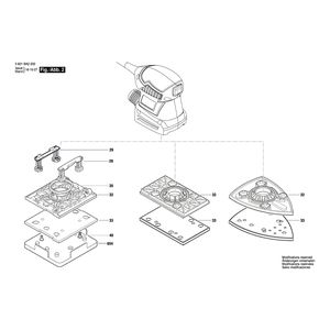 для вибрационной шлифовальной машины Bosch GSS 160-1 A 230 V 3601BA2200, деталировка 2