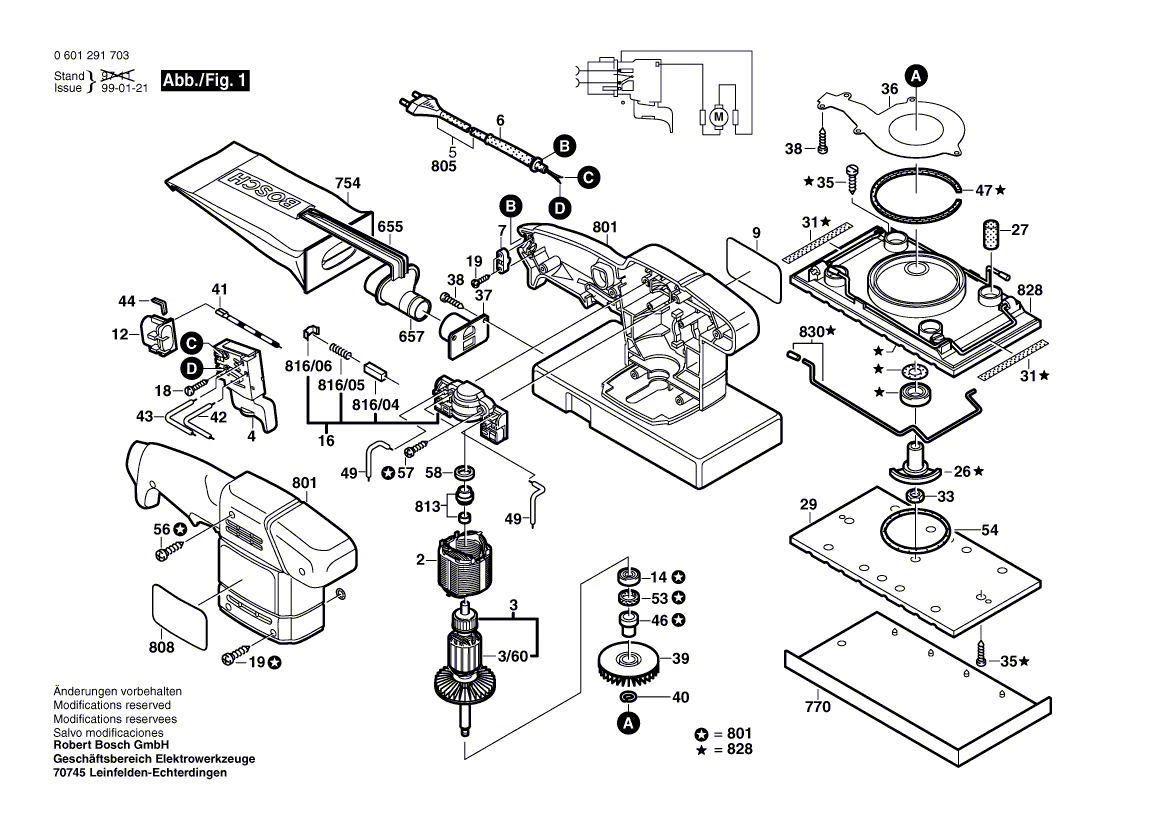 для вибрационной шлифовальной машины Bosch GSS 23 AE 230 V 0601291703, деталировка 1