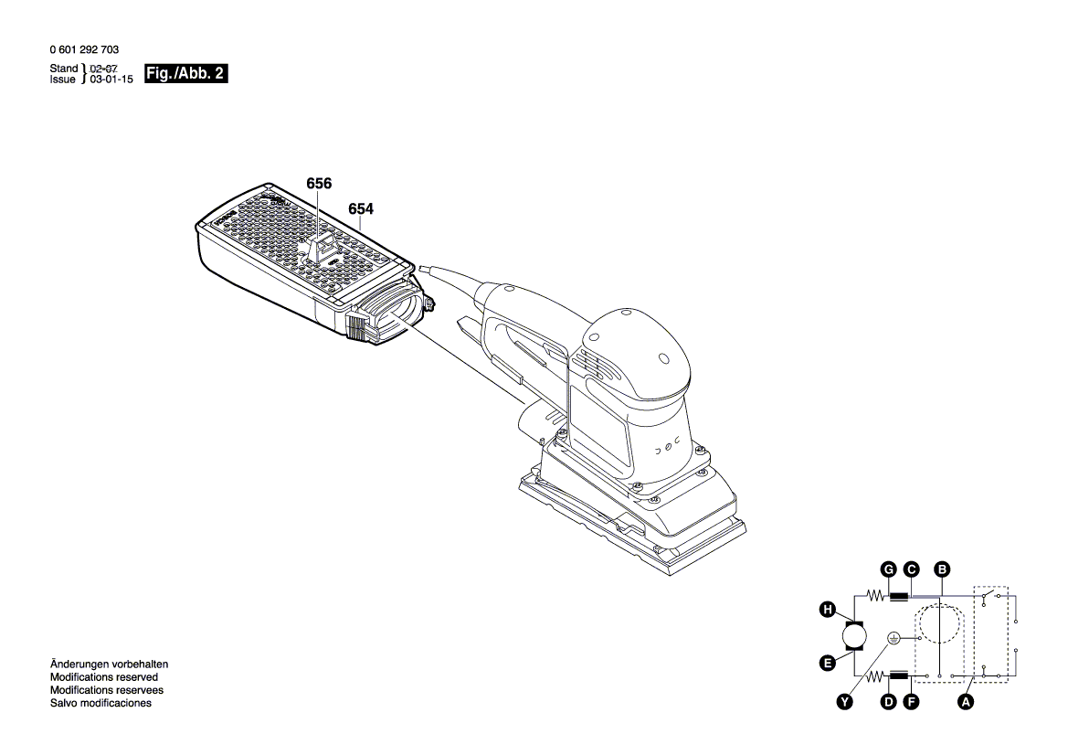 для вибрационной шлифовальной машины Bosch GSS 230 AE 230 V 0601292760, деталировка 2