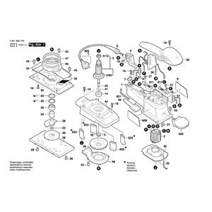 для вибрационной шлифовальной машины Bosch GSS 230 AE 230 V 3601B927A0, деталировка 1