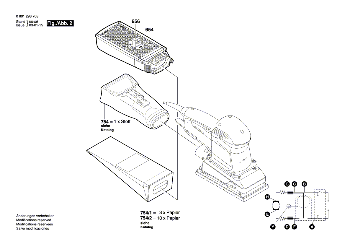 для вибрационной шлифовальной машины Bosch GSS 280 AE 230 V 0601293703, деталировка 2