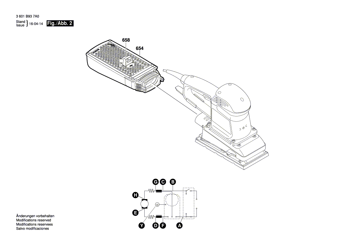 для вибрационной шлифовальной машины Bosch GSS 280 AE 230 V 3601B937A0, деталировка 2
