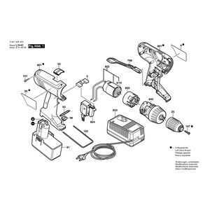 для аккумуляторного шуруповерта Bosch GSR 12 VE-2 12 V 0601948520, деталировка 1