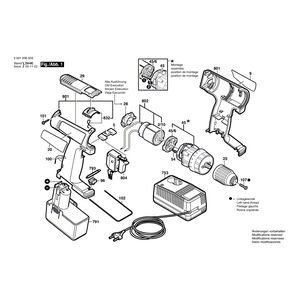 для аккумуляторного шуруповерта Bosch GSR 12 VES-2 12 V 0601936503, деталировка 1