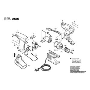 для аккумуляторного шуруповерта Bosch GSR 12-1 12 V 0601955520, деталировка 1