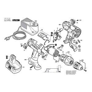 для аккумуляторного шуруповерта Bosch GSR 14,4 VE-2 14.4 V 0601912420, деталировка 1