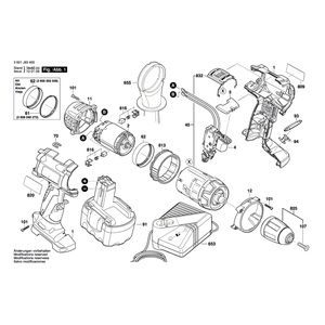 для аккумуляторного шуруповерта Bosch GSR 14,4 VE-2 14.4 V 3601J93400, деталировка 1