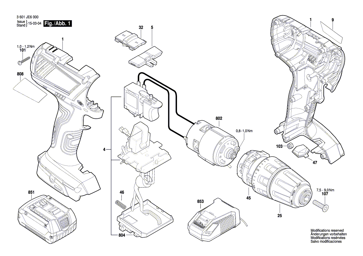 для аккумуляторного шуруповерта Bosch GSR 14,4-2-LI Plus 14.4 V 3601JE6000, деталировка 1