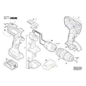 для аккумуляторного шуруповерта Bosch GSR 18-2-LI Plus 18 V 3601JE6100, деталировка 1