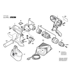 для аккумуляторного шуруповерта Bosch GSR 24 VE-2 24 V 0601951220, деталировка 1