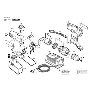 для аккумуляторного шуруповерта Bosch GSR 7,2 V 7.2 V 0601949703, деталировка 1