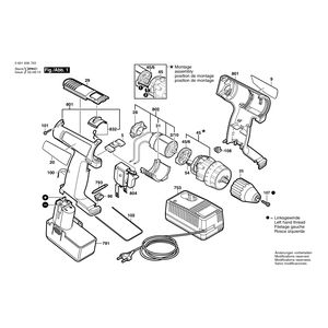 для аккумуляторного шуруповерта Bosch GSR 7,2 VES-2 7.2 V 0601936703, деталировка 1