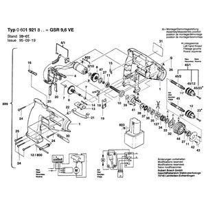 для аккумуляторного шуруповерта Bosch GSR 9,6 VE 9.6 V 0601921803, деталировка 1