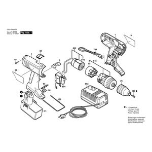 для аккумуляторного шуруповерта Bosch GSR 9,6 VE-2 9.6 V 0601948603, деталировка 1