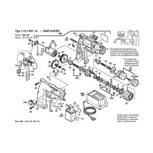 для аккумуляторного шуруповерта Bosch GSR 9,6 VES 9.6 V 0601921960, деталировка 1