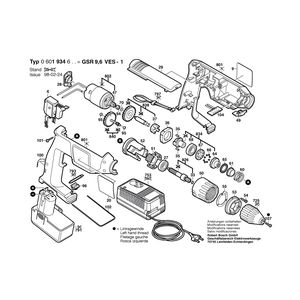 для аккумуляторного шуруповерта Bosch GSR 9,6 VES-1 9.6 V 0601934603, деталировка 1