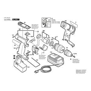 для аккумуляторного шуруповерта Bosch GSR 9,6 VES-2 9.6 V 0601936603, деталировка 1