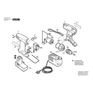 для аккумуляторного шуруповерта Bosch GSR 9,6-1 9.6 V 0601955620, деталировка 1