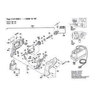 для аккумуляторной дрели Bosch GBM 12 VE 12 V 0601920503, деталировка 1