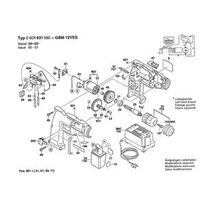 для аккумуляторной дрели Bosch GBM 12 VES 12 V 0601931580, деталировка 1