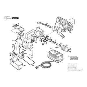 для аккумуляторной дрели Bosch GBM 12 VES-2 12 V 0601938520, деталировка 1