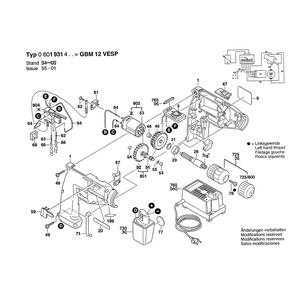 для аккумуляторной дрели Bosch GBM 12V VESP 12 V 0601931403, деталировка 1