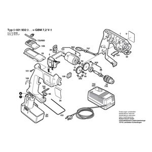 для аккумуляторной дрели Bosch GBM 7,2 V-1 7.2 V 0601932060, деталировка 1