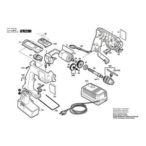 для аккумуляторной дрели Bosch GBM 7,2 V-2 7.2 V 0601938060, деталировка 1