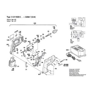 для аккумуляторной дрели Bosch GBM 7,2 VE 7.2 V 0601920667, деталировка 1
