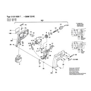 для аккумуляторной дрели Bosch GBM 7,2 VE 7.2 V 0601920703, деталировка 1