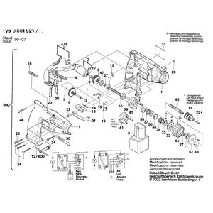 для аккумуляторной дрели Bosch GBM 7,2 VE 7.2 V 0601921703, деталировка 1