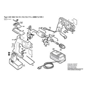 для аккумуляторной дрели Bosch GBM 7,2 VE-1 7.2 V 0601932760, деталировка 1