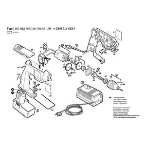 для аккумуляторной дрели Bosch GBM 7,2 VES-1 7.2 V 06019327A0, деталировка 1