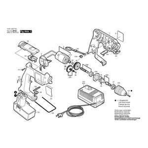 для аккумуляторной дрели Bosch GBM 7,2 VES-2 7.2 V 0601938703, деталировка 1