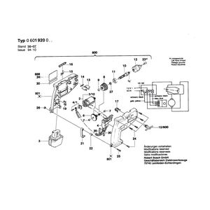 для аккумуляторной дрели Bosch GBM 7,2 VRL 7.2 V 0601920003, деталировка 1