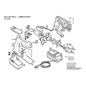 для аккумуляторной дрели Bosch GBM 9,6 VES-1 9.6 V 0601932603, деталировка 1