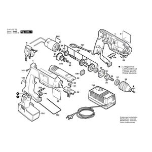 для аккумуляторной дрели Bosch GBM 9,6 VES-3 9.6 V 0601933703, деталировка 1