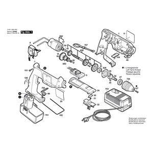 для аккумуляторной дрели Bosch GBM 9,6 VSP-2 9.6 V 0601933366, деталировка 1