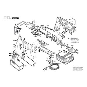 для аккумуляторной дрели Bosch GBM 9,6 VSP-3 9.6 V 0601933380, деталировка 1