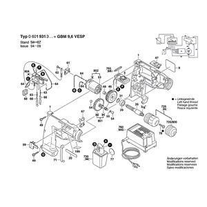 для аккумуляторной дрели Bosch GBM 9,6V VESP 9.6 V 0601931303, деталировка 1