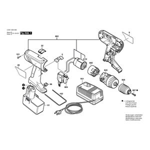 для аккумуляторной дрели-шуруповерта Bosch 3650 14.4 V 0601948460, деталировка 1